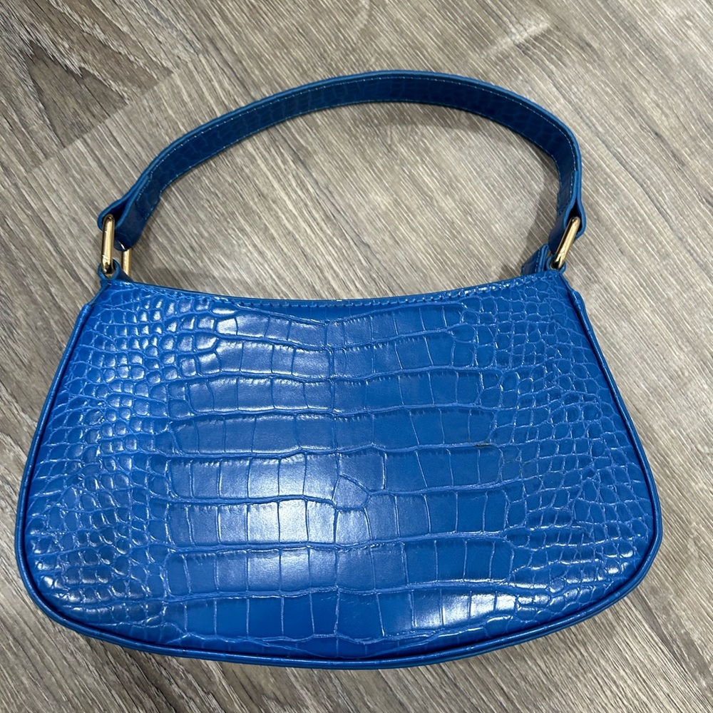 Blue Crocodile-Embossed Women's Bag